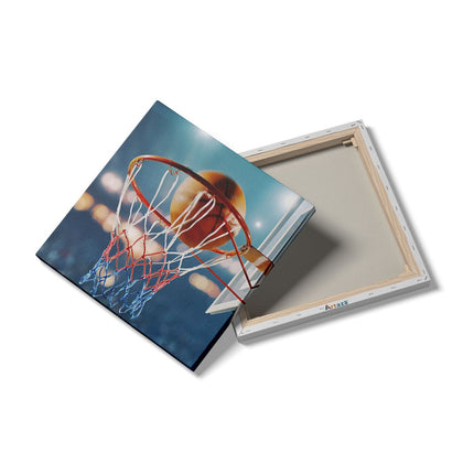 Canvas schilderij detail Basketbal in Ring - Hoepel - Bord