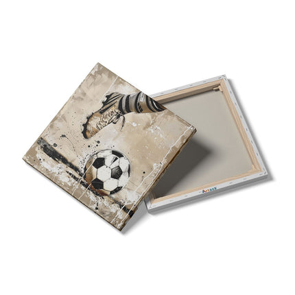 Canvas schilderij detail Voetbalspeler Trapt een Bal