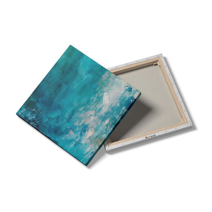 Canvas schilderij detail Abstract Kunstwerk van Blauw en Wit