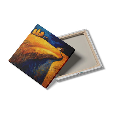 Canvas schilderij detail Kunstwerk van een Tarweveld en een Beekje
