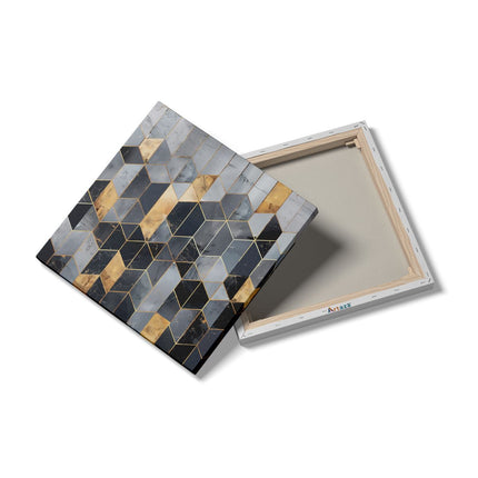 Canvas schilderij detail Zwart en Goud Geometrisch Patroon