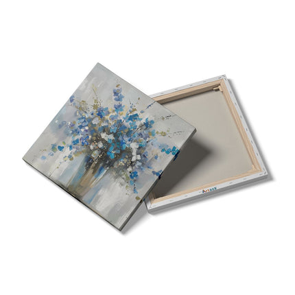 Canvas schilderij detail Kunstwerk van Blauwe Bloemen in een Vaas