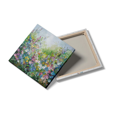 Canvas schilderij detail Kunstwerk van Bloemen in een Tuin