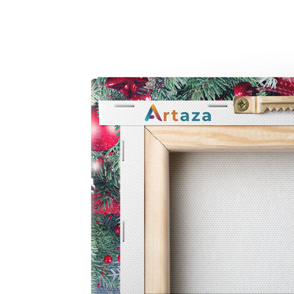 Canvas schilderij achterkant Kerst Achtergrond Met Sneeuw Op Tafel