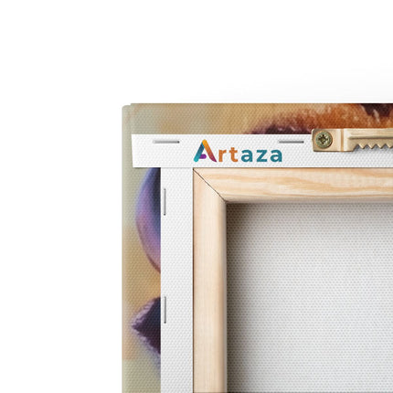 Canvas schilderij achterkant Kunstwerk van een Groep Rennende Bizons