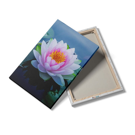 Canvas schilderij details Roze Lotusbloem Met Waterlelies 
