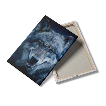 Canvas schilderij details Wolvenkop Met Blauwe Ogen - Wolf
