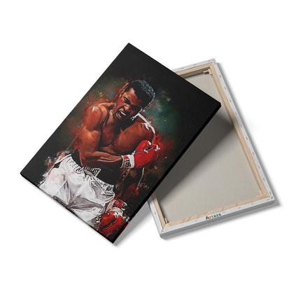 Canvas schilderij details Bokser Muhammad Ali in Actie