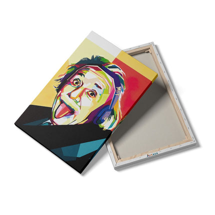 Canvas schilderij details Albert Einstein in Abstracte Kleuren