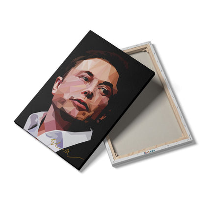 Canvas schilderij details Elon Musk in Geometrische Vormen