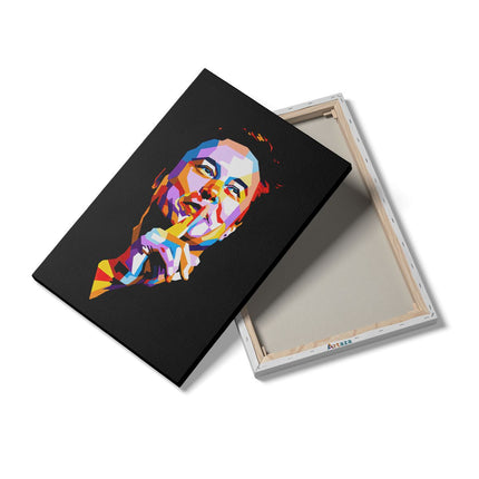 Canvas schilderij details Elon Musk in Abstracte Kleuren