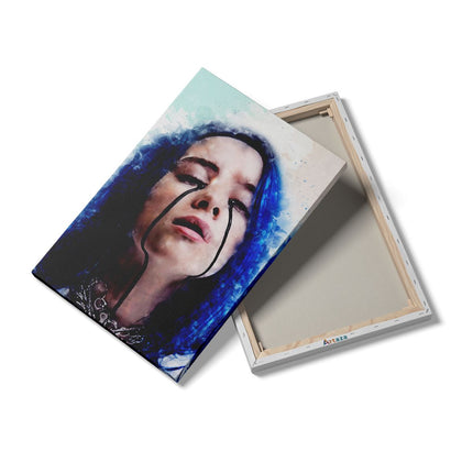 Canvas schilderij details Billie Eilish met Zwarte Tranen