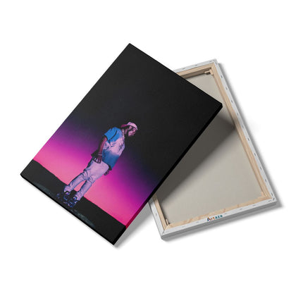 Canvas schilderij details Lil Uzi Vert met een Roze Gloed