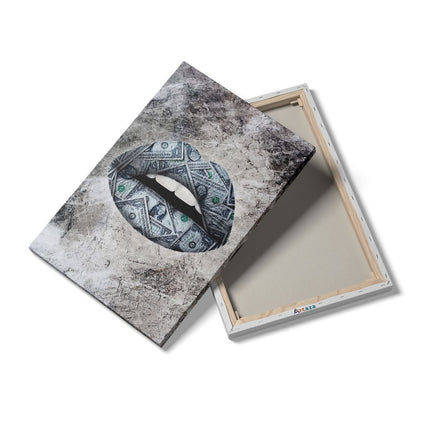 Canvas schilderij details Dollar Lippen 