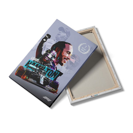 Canvas schilderij details Lewis Hamilton bij Mercedes F1