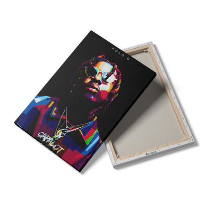 Canvas schilderij details Rapper Polo G Capalot in Abstracte Kleuren