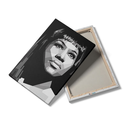 Canvas schilderij details Aretha Franklin in het Zwart Wit