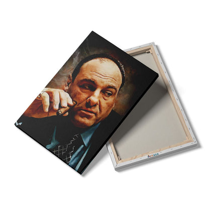 Canvas schilderij details Tony Soprano met een Sigaar