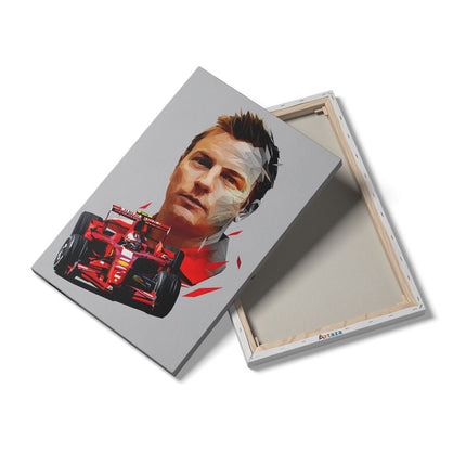 Canvas schilderij details Kimi Raikkonen bij Ferrari F1