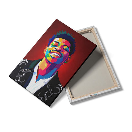 Canvas schilderij details Lil Nas X in Abstracte Kleuren