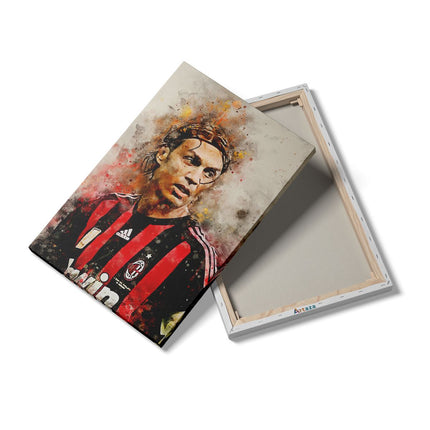 Canvas schilderij details Voetbalspeler Paolo Maldini bij AC Milan