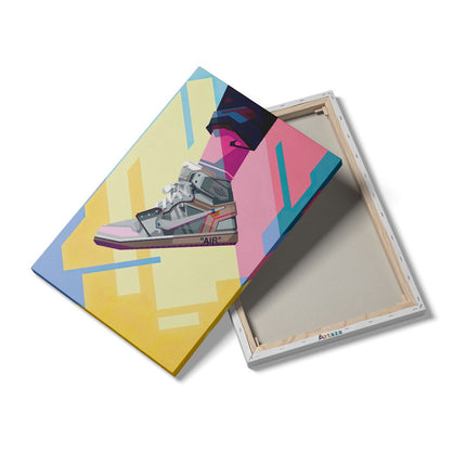 Canvas schilderij details Nike Air Schoen in de Lucht