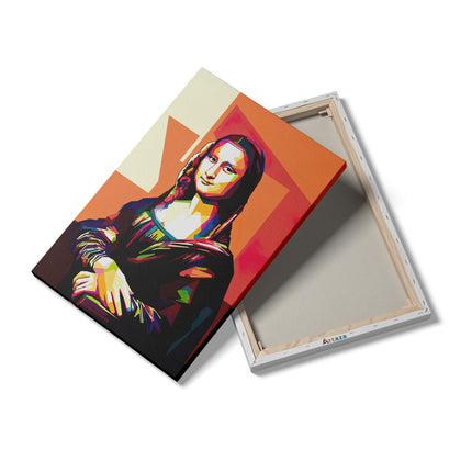Canvas schilderij details Mona Lisa in Abstracte Kleuren