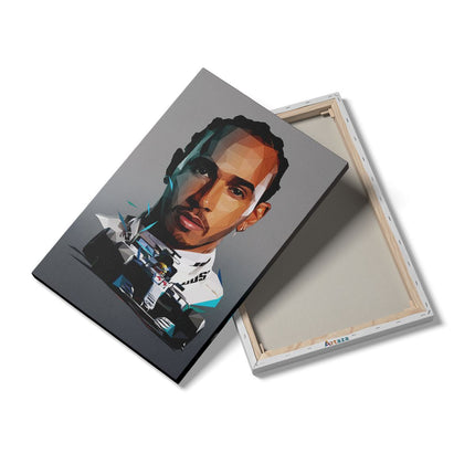 Canvas schilderij details Lewis Hamilton bij Mercedes F1