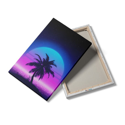 Canvas schilderij details Getekende Palmboom op een Eiland