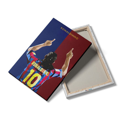 Canvas schilderij details Ronaldinho bij FC Barcelona