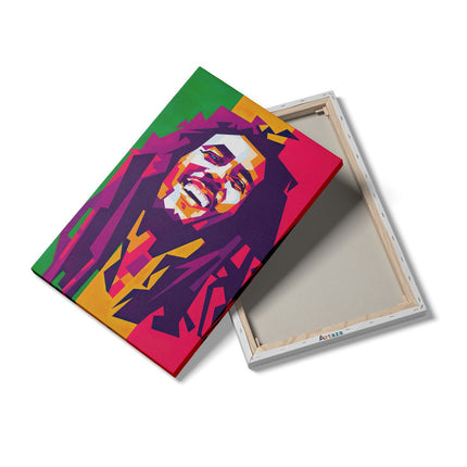 Canvas schilderij details Bob Marley met Rastafari Kleuren