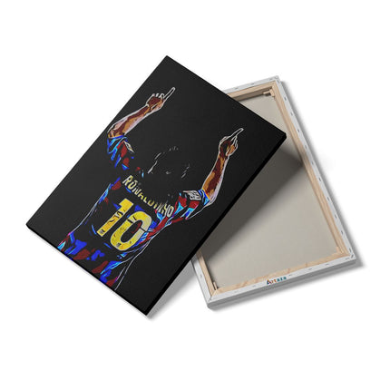 Canvas schilderij details Ronaldinho bij FC Barcelona