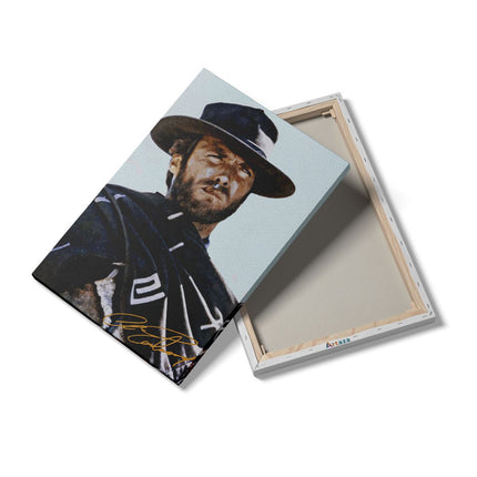 Canvas schilderij details Clinten Eastwood met een Cowboyhoed