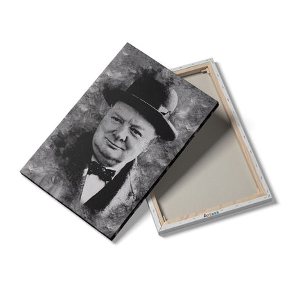 Canvas schilderij details Winston Churchill in het Zwart Wit