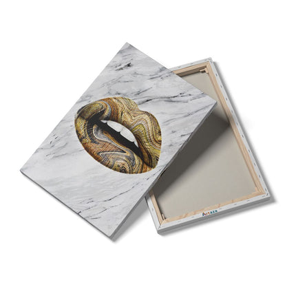 Canvas schilderij details Abstract Gouden Lippen 