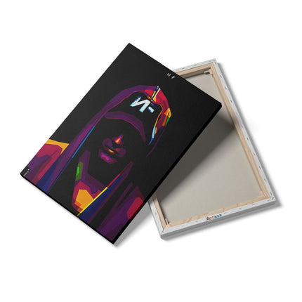 Canvas schilderij details Rapper NF in Abstracte Kleuren