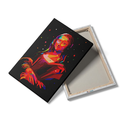 Canvas schilderij details Mona Lisa in Abstracte Kleuren