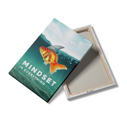 Canvas schilderij details Mindset is Everything - Motivatie Quote - Haai