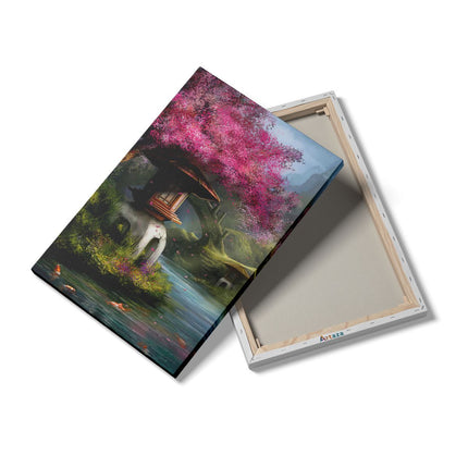 Canvas schilderij details Getekende Rivier met Bloesems in China