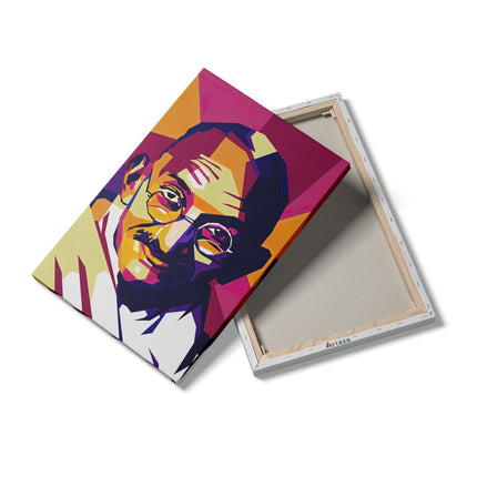 Canvas schilderij details Mahatma Gandhi in Abstracte Kleuren