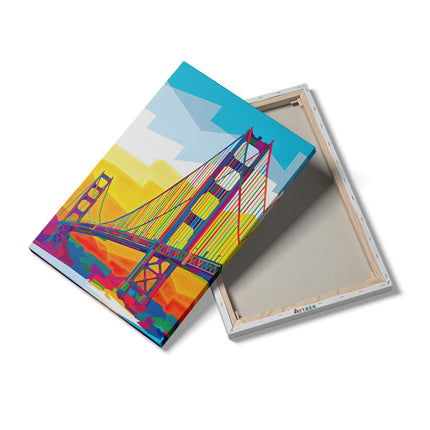 Canvas schilderij details San Francisco Brug in Abstracte Kleuren