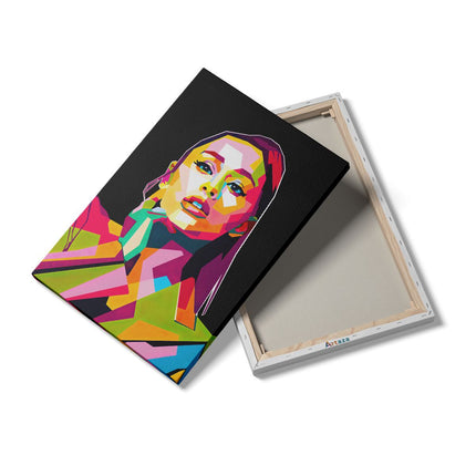 Canvas schilderij details Ariana Grande in Abstracte Kleuren