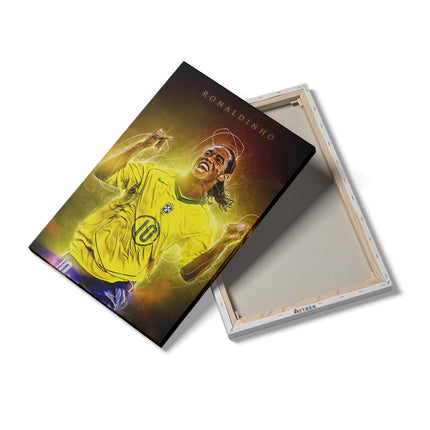 Canvas schilderij details Ronaldinho bij Brazilië