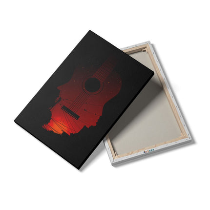 Canvas schilderij details Zonsondergang in een Gitaar