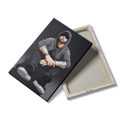 Canvas schilderij details Getekende Eminem op de Grond