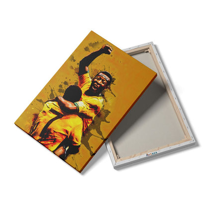 Canvas schilderij details Pelé juicht na Iconische Goal bij Brazilië 