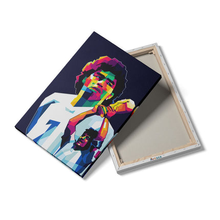 Canvas schilderij details Diego Maradona met de Wereldbeker
