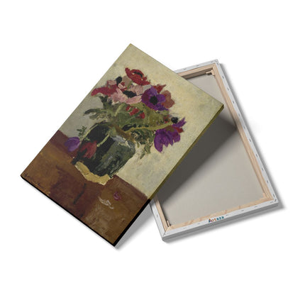 Canvas schilderij details Gemberpot met Anemonen - George Hendrik Breitner