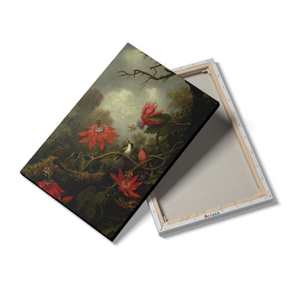 Canvas schilderij details Kolibrie en Passiebloemen - Martin Johnson Heade