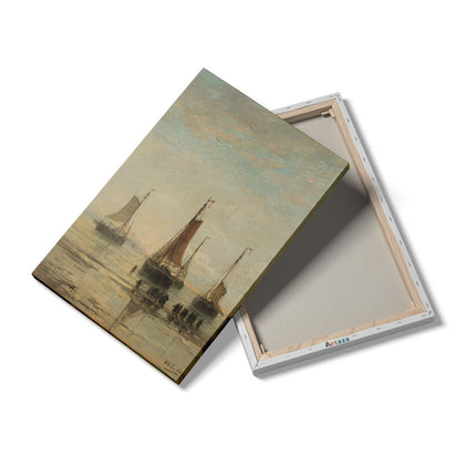 Canvas schilderij details Scheveningse Bommen voor Anker - Hendrik Willem Mesdag